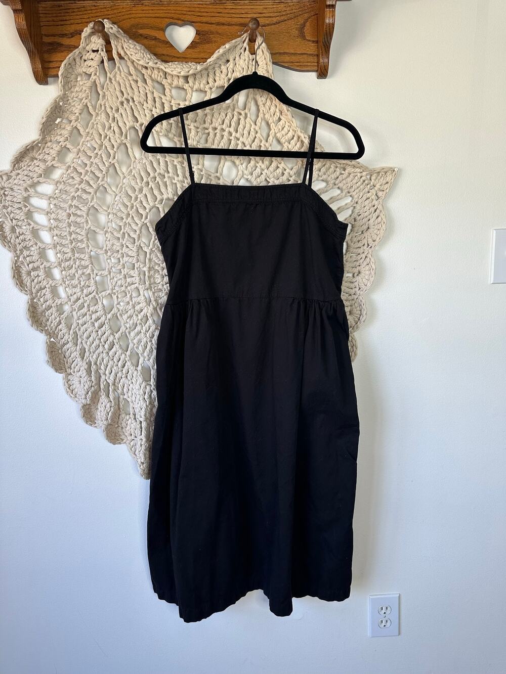 Ali Golden Square Neck Pima Cotton Midi Dress In Black Size Medium